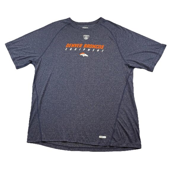 Denver Broncos NFL Reebok Speed Wick Performance T Shirt Mens 2XL Blue NWOT